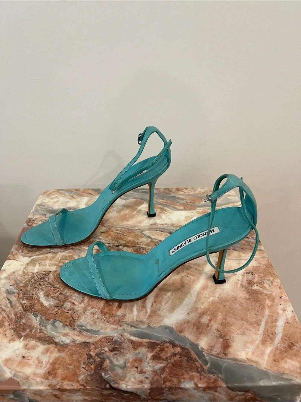 Manolo Blahnik Turquoise Ankle-Strap Sandals